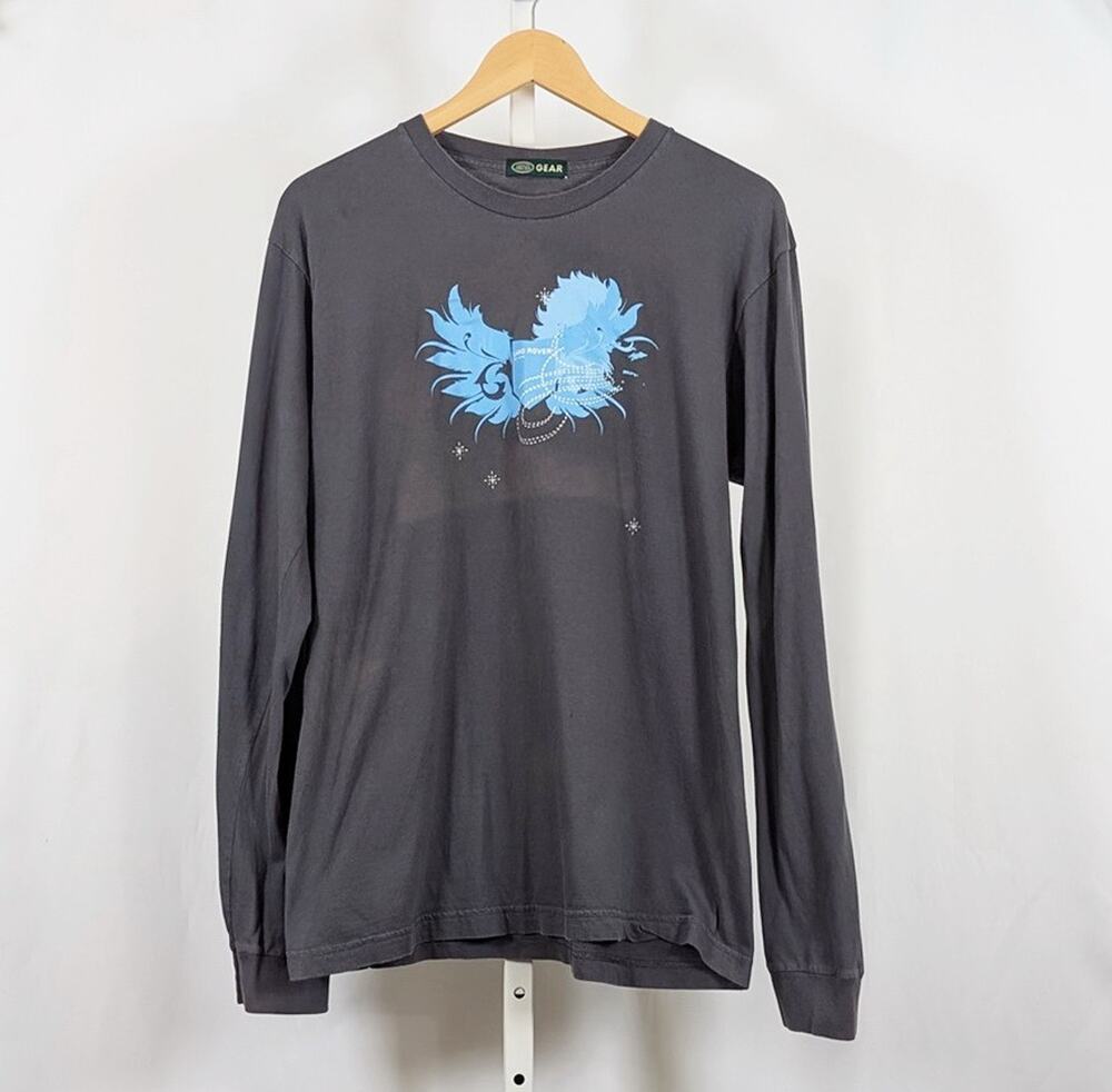 Land Rover Gear Shirt Gray Grass Gravel Snow Graphic Men's Size M Flaws